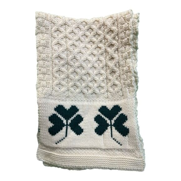 Aran Crafts Shamrock Scarf & Hat Set – 100% Merino Wool – Made in Ireland - Picture 2 of 9